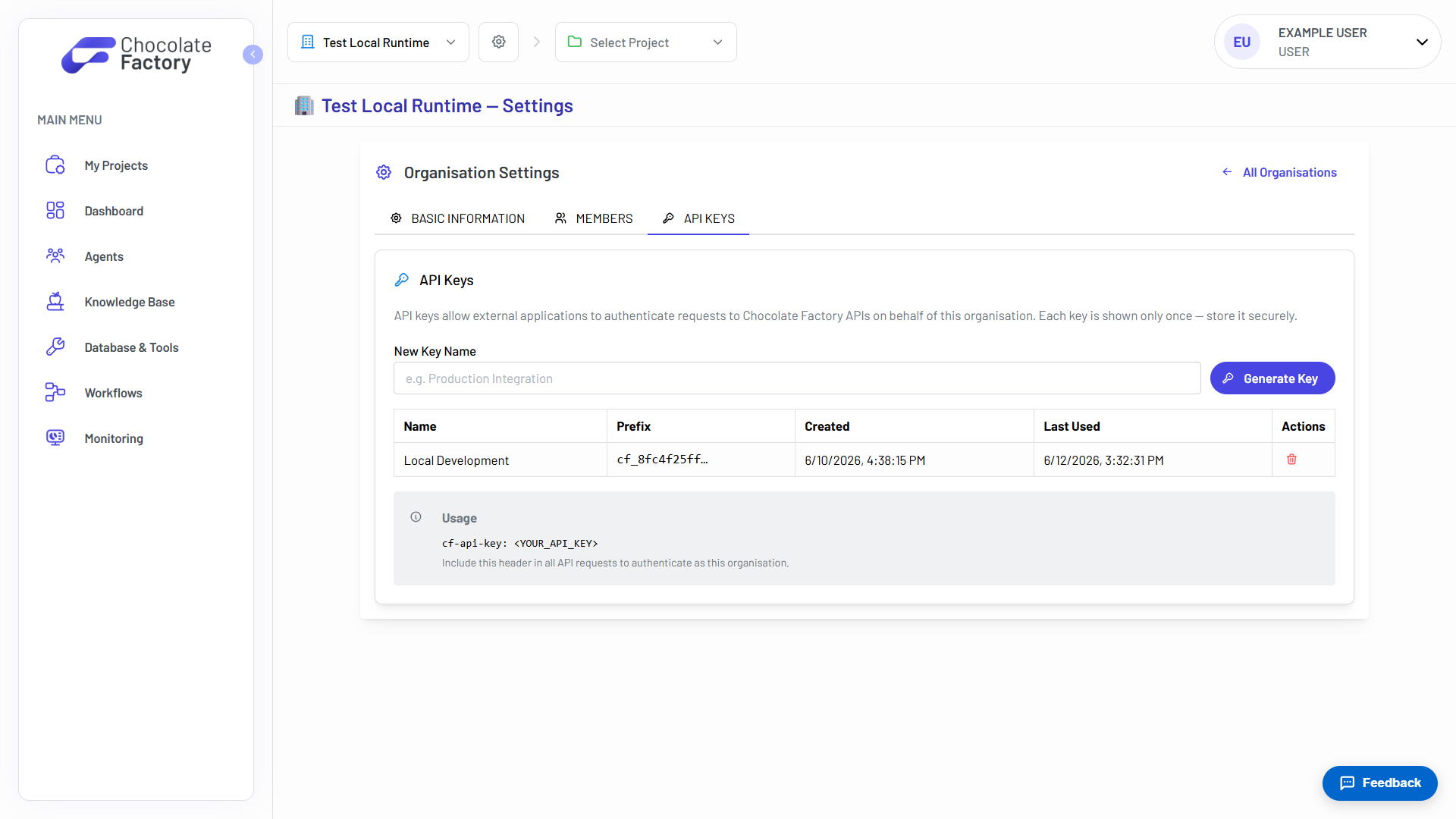 Projects page