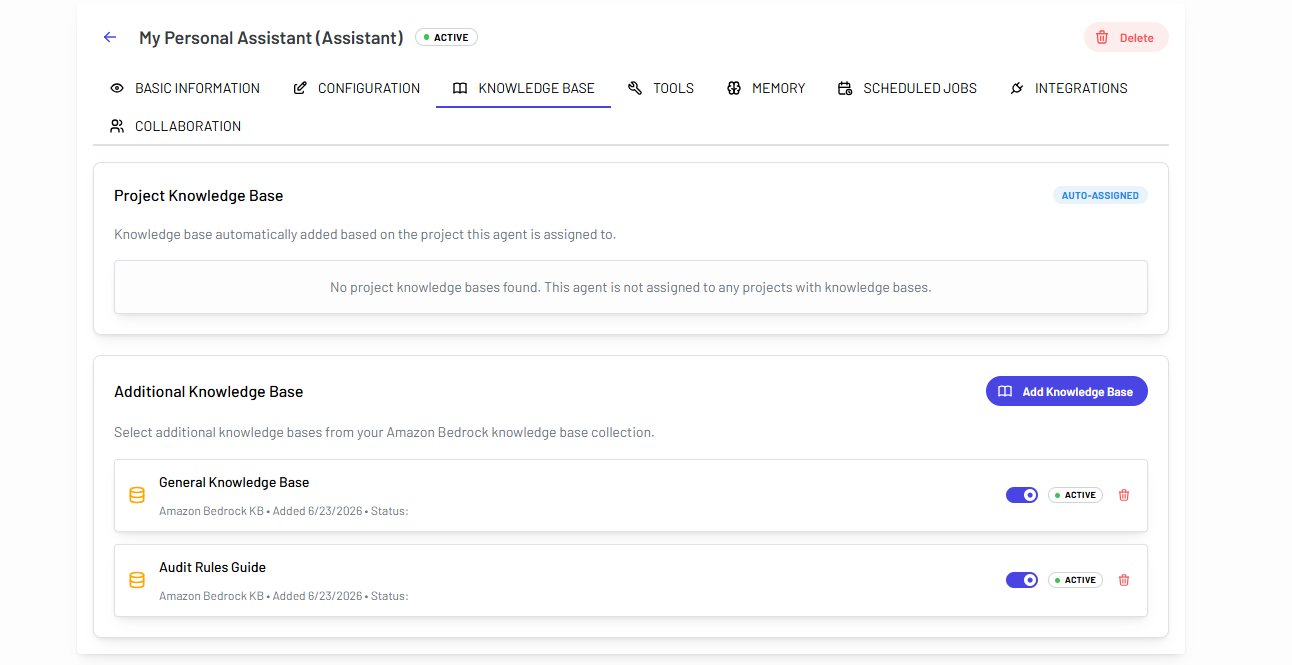 Connect knowledge base to agent