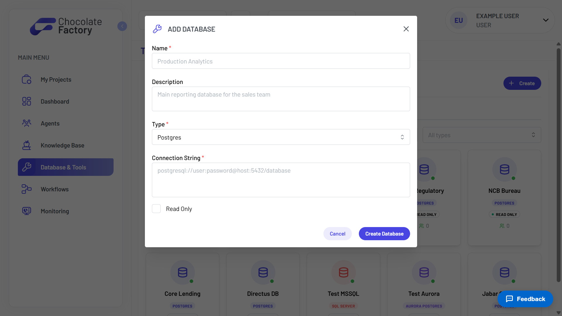 Create database connection