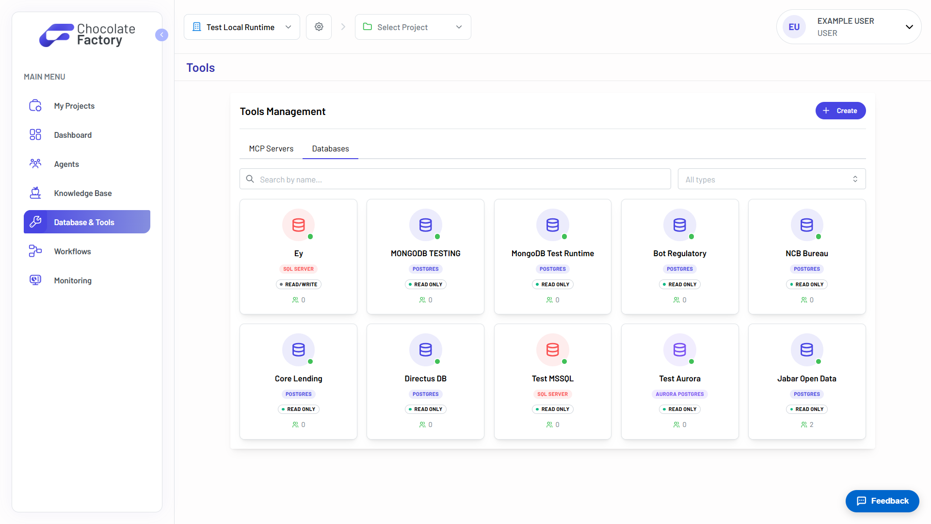 Database connections list
