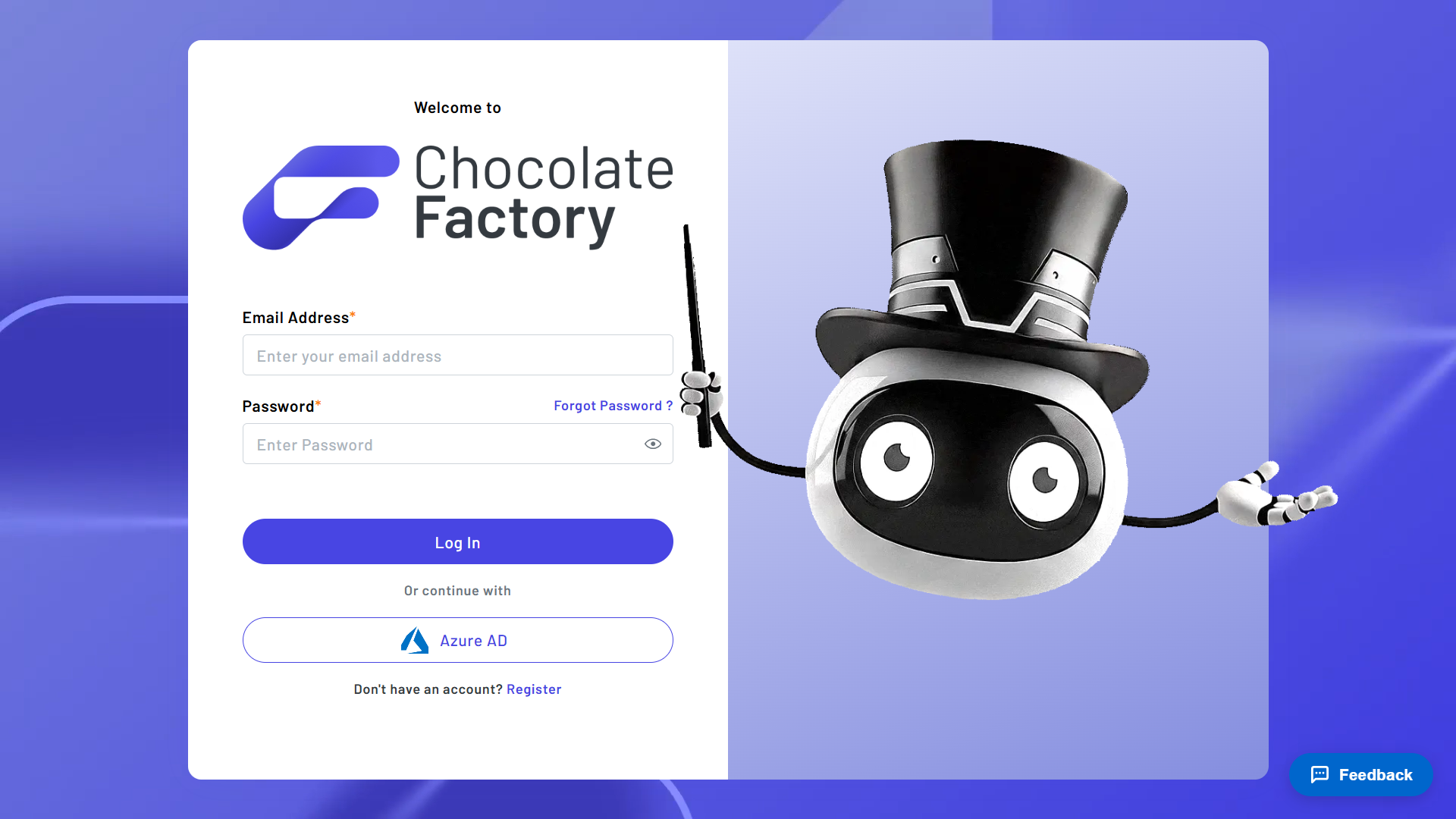 Chocolate Factory login page