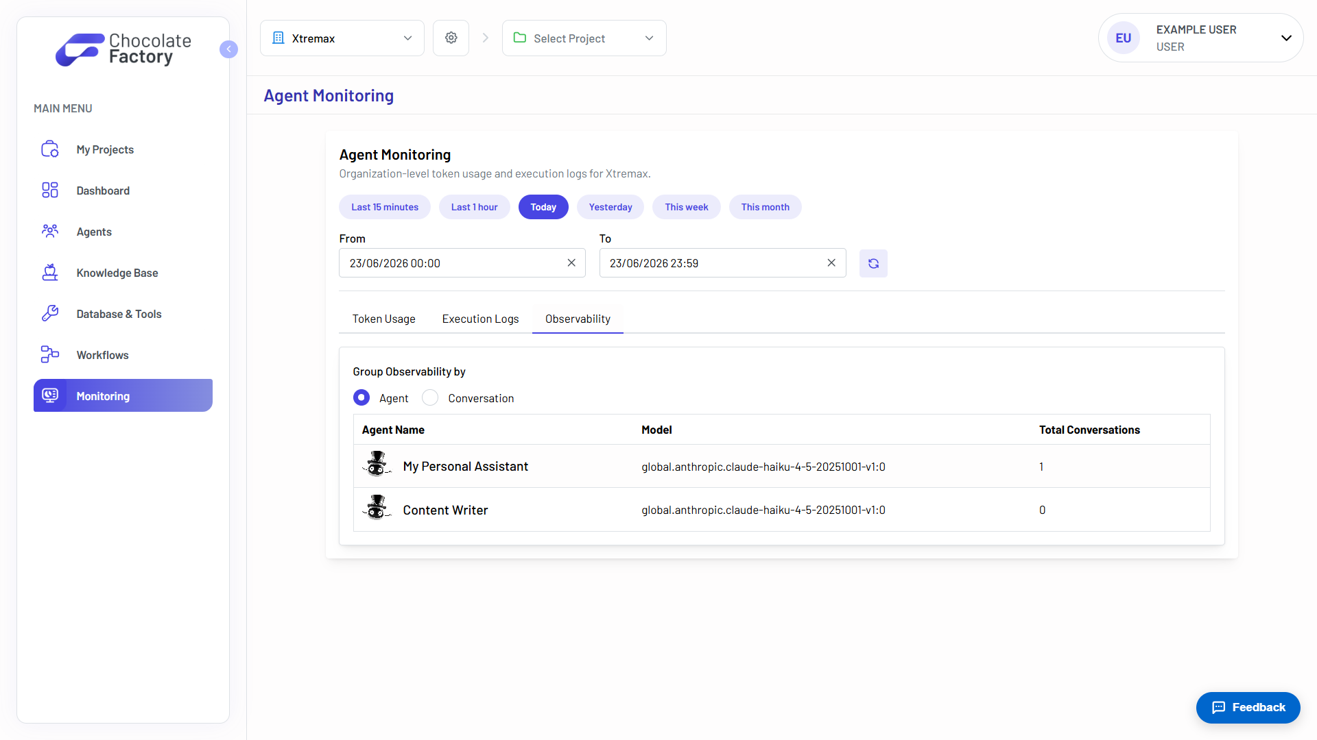 Observability by agent