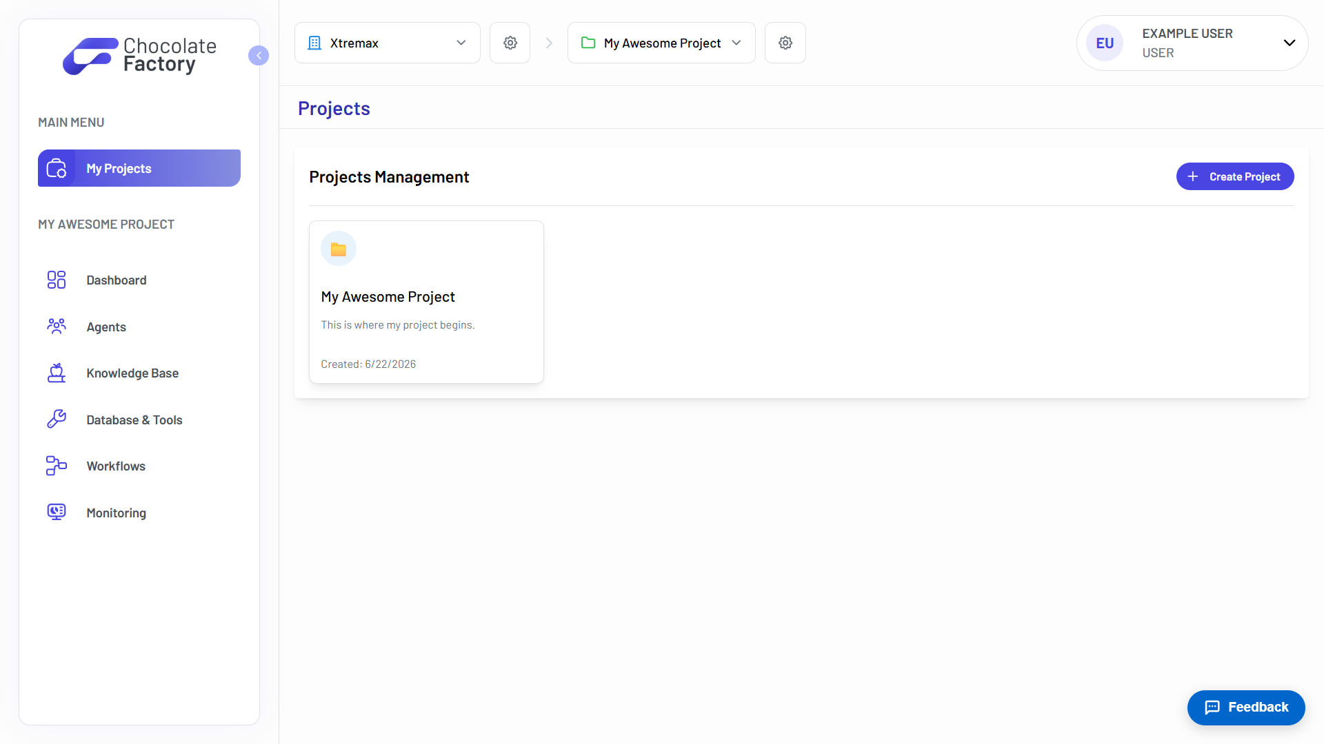 Projects page
